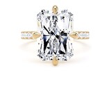 Goldsmiths 18ct Yellow Gold Compass Set 7.25cttw Radiant Lab Grown Diamond Set Shoulder Solitaire Engagement Ring - Ring Size O.5