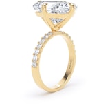 Goldsmiths 18ct Yellow Gold Compass Set 7.25cttw Radiant Lab Grown Diamond Set Shoulder Solitaire Engagement Ring - Ring Size O.5