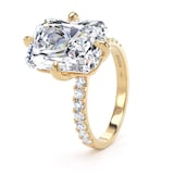 Goldsmiths 18ct Yellow Gold Compass Set 7.25cttw Radiant Lab Grown Diamond Set Shoulder Solitaire Engagement Ring - Ring Size O.5