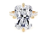 Goldsmiths 18ct Yellow Gold Compass Set 10.25cttw Radiant Lab Grown Diamond Set Shoulder Solitaire Engagement Ring - Ring Size Q.5