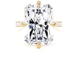 Goldsmiths 18ct Yellow Gold Compass Set 10.25cttw Radiant Lab Grown Diamond Set Shoulder Solitaire Engagement Ring - Ring Size Q.5