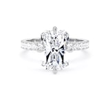 Goldsmiths 18ct White Gold Compass Set 4.25cttw Radiant Lab Grown Diamond Set Shoulder Solitaire Engagement Ring - Ring Size H.5