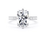 Goldsmiths 18ct White Gold Compass Set 4.25cttw Radiant Lab Grown Diamond Set Shoulder Solitaire Engagement Ring - Ring Size H.5
