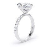 Goldsmiths 18ct White Gold Compass Set 4.25cttw Radiant Lab Grown Diamond Set Shoulder Solitaire Engagement Ring - Ring Size H.5