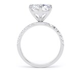 Goldsmiths 18ct White Gold Compass Set 5.25cttw Radiant Lab Grown Diamond Set Shoulder Solitaire Engagement Ring - Ring Size F.5
