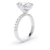 Goldsmiths 18ct White Gold Compass Set 5.25cttw Radiant Lab Grown Diamond Set Shoulder Solitaire Engagement Ring - Ring Size F.5