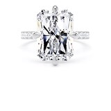 Goldsmiths 18ct White Gold Compass Set 7.25cttw Radiant Lab Grown Diamond Set Shoulder Solitaire Engagement Ring - Ring Size L.5