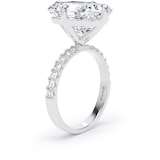 Goldsmiths 18ct White Gold Compass Set 7.25cttw Radiant Lab Grown Diamond Set Shoulder Solitaire Engagement Ring - Ring Size L.5
