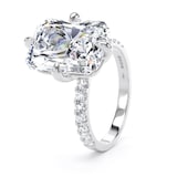 Goldsmiths 18ct White Gold Compass Set 7.25cttw Radiant Lab Grown Diamond Set Shoulder Solitaire Engagement Ring - Ring Size L.5