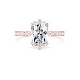 Goldsmiths 18ct Rose Gold Compass Set 2.70cttw Radiant Lab Grown Diamond Set Shoulder Solitaire Engagement Ring - Ring Size I.5