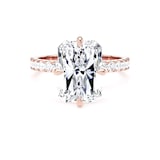 Goldsmiths 18ct Rose Gold Compass Set 5.25cttw Radiant Lab Grown Diamond Set Shoulder Solitaire Engagement Ring - Ring Size W