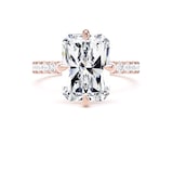 Goldsmiths 18ct Rose Gold Compass Set 5.25cttw Radiant Lab Grown Diamond Set Shoulder Solitaire Engagement Ring - Ring Size W
