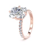 Goldsmiths 18ct Rose Gold Compass Set 5.25cttw Radiant Lab Grown Diamond Set Shoulder Solitaire Engagement Ring - Ring Size W