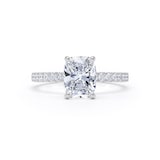 Goldsmiths Platinum 1.70cttw Elongated Cushion Cut Lab Grown Diamond Set Shoulder Solitaire Engagement Ring - Ring Size R