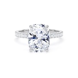 Goldsmiths Platinum 4.25cttw Elongated Cushion Cut Lab Grown Diamond Set Shoulder Solitaire Engagement Ring - Ring Size P