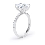 Goldsmiths Platinum 4.25cttw Elongated Cushion Cut Lab Grown Diamond Set Shoulder Solitaire Engagement Ring - Ring Size P