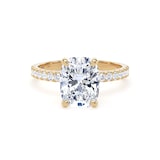 Goldsmiths 18ct Yellow Gold 2.70cttw Elongated Cushion Cut Lab Grown Diamond Set Shoulder Solitaire Engagement Ring - Ring Size U