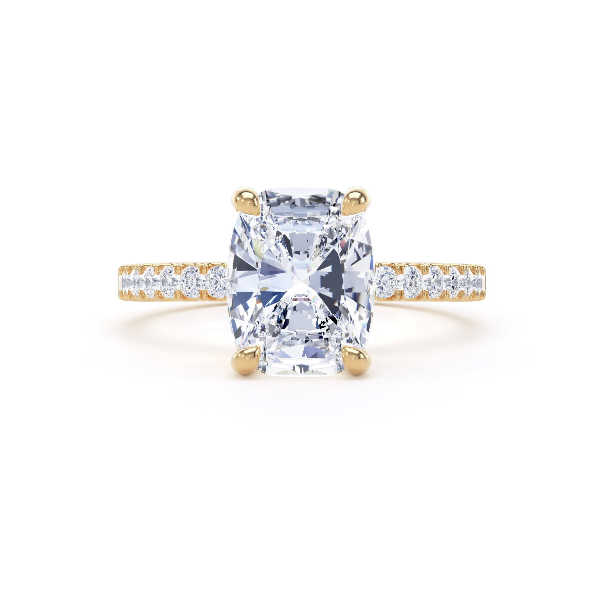Goldsmiths 18ct Yellow Gold 2.70cttw Elongated Cushion Cut Lab Grown Diamond Set Shoulder Solitaire Engagement Ring - Ring Size Y.5 Goldsmiths 18ct Yellow Gold 2.70cttw Elongated Cushion Cut Lab Grown Diamond Set Shoulder Solitaire Engagement Ring - Ring Size Y.5