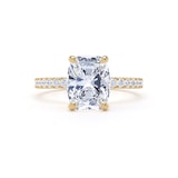 Goldsmiths 18ct Yellow Gold 2.70cttw Elongated Cushion Cut Lab Grown Diamond Set Shoulder Solitaire Engagement Ring - Ring Size U
