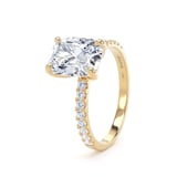 Goldsmiths 18ct Yellow Gold 2.70cttw Elongated Cushion Cut Lab Grown Diamond Set Shoulder Solitaire Engagement Ring - Ring Size U