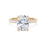 Goldsmiths 18ct Yellow Gold 3.25cttw Elongated Cushion Cut Lab Grown Diamond Set Shoulder Solitaire Engagement Ring - Ring Size O.5