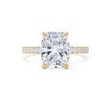 Goldsmiths 18ct Yellow Gold 3.25cttw Elongated Cushion Cut Lab Grown Diamond Set Shoulder Solitaire Engagement Ring - Ring Size O.5