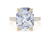 Goldsmiths 18ct Yellow Gold 7.25cttw Elongated Cushion Cut Lab Grown Diamond Set Shoulder Solitaire Engagement Ring - Ring Size L