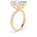 Goldsmiths 18ct Yellow Gold 7.25cttw Elongated Cushion Cut Lab Grown Diamond Set Shoulder Solitaire Engagement Ring - Ring Size L