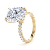Goldsmiths 18ct Yellow Gold 7.25cttw Elongated Cushion Cut Lab Grown Diamond Set Shoulder Solitaire Engagement Ring - Ring Size L