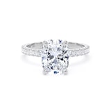 Goldsmiths 18ct White Gold 2.70cttw Elongated Cushion Cut Lab Grown Diamond Set Shoulder Solitaire Engagement Ring - Ring Size U.5