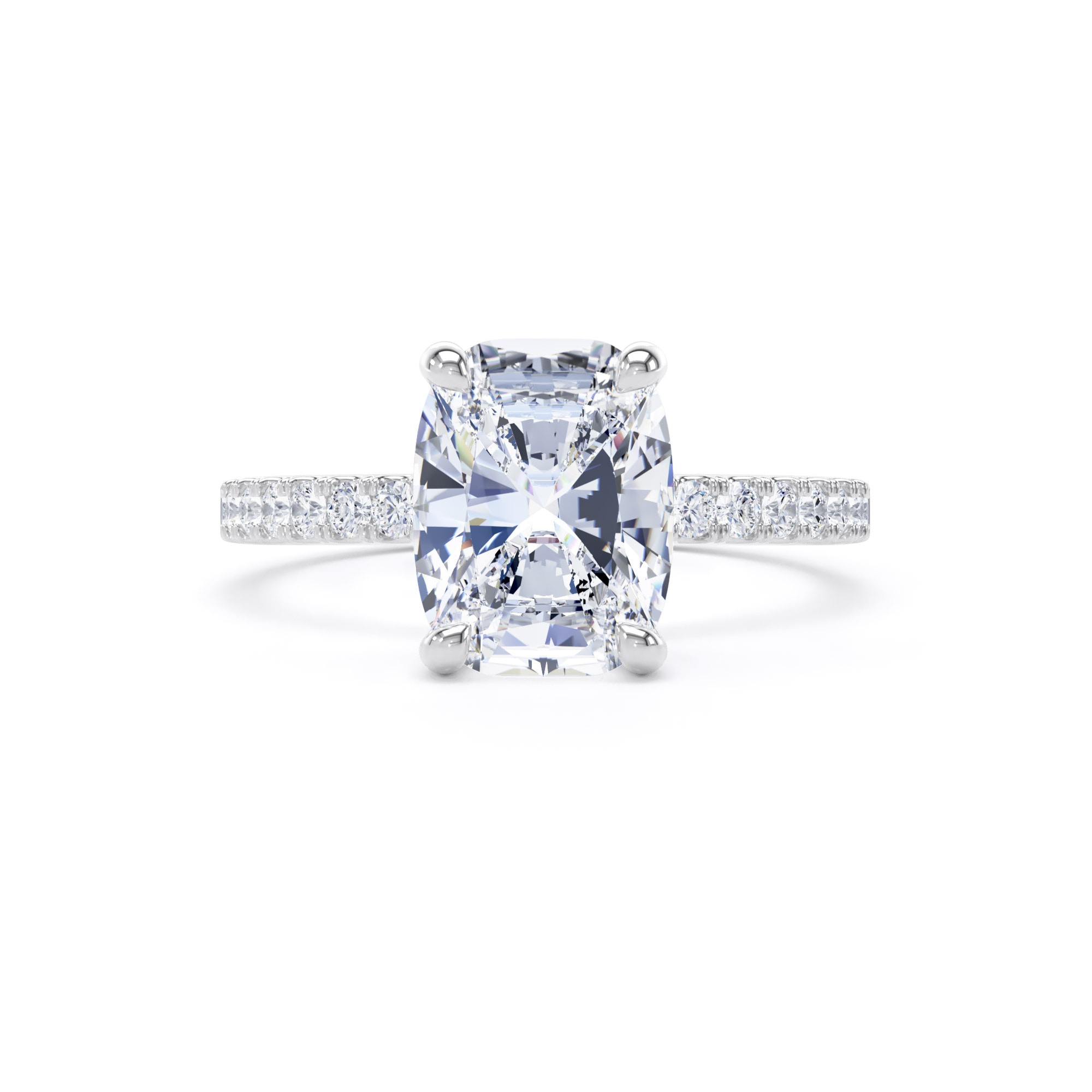 Goldsmiths 18ct White Gold 2.70cttw Elongated Cushion Cut Lab Grown Diamond Set Shoulder Solitaire Engagement Ring - Ring Size M Goldsmiths 18ct White Gold 2.70cttw Elongated Cushion Cut Lab Grown Diamond Set Shoulder Solitaire Engagement Ring - Ring Size M