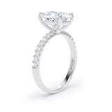 Goldsmiths 18ct White Gold 2.70cttw Elongated Cushion Cut Lab Grown Diamond Set Shoulder Solitaire Engagement Ring - Ring Size U.5