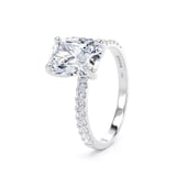 Goldsmiths 18ct White Gold 2.70cttw Elongated Cushion Cut Lab Grown Diamond Set Shoulder Solitaire Engagement Ring - Ring Size U.5