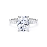 Goldsmiths 18ct White Gold 3.25cttw Elongated Cushion Cut Lab Grown Diamond Set Shoulder Solitaire Engagement Ring - Ring Size F