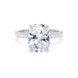 Goldsmiths 18ct White Gold 4.25cttw Elongated Cushion Cut Lab Grown Diamond Set Shoulder Solitaire Engagement Ring - Ring Size V