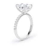 Goldsmiths 18ct White Gold 4.25cttw Elongated Cushion Cut Lab Grown Diamond Set Shoulder Solitaire Engagement Ring - Ring Size V