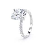 Goldsmiths 18ct White Gold 4.25cttw Elongated Cushion Cut Lab Grown Diamond Set Shoulder Solitaire Engagement Ring - Ring Size V