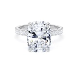 Goldsmiths 18ct White Gold 5.25cttw Elongated Cushion Cut Lab Grown Diamond Set Shoulder Solitaire Engagement Ring - Ring Size F