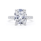 Goldsmiths 18ct White Gold 5.25cttw Elongated Cushion Cut Lab Grown Diamond Set Shoulder Solitaire Engagement Ring - Ring Size F