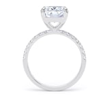 Goldsmiths 18ct White Gold 5.25cttw Elongated Cushion Cut Lab Grown Diamond Set Shoulder Solitaire Engagement Ring - Ring Size F
