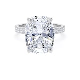 Goldsmiths 18ct White Gold 7.25cttw Elongated Cushion Cut Lab Grown Diamond Set Shoulder Solitaire Engagement Ring - Ring Size F.5