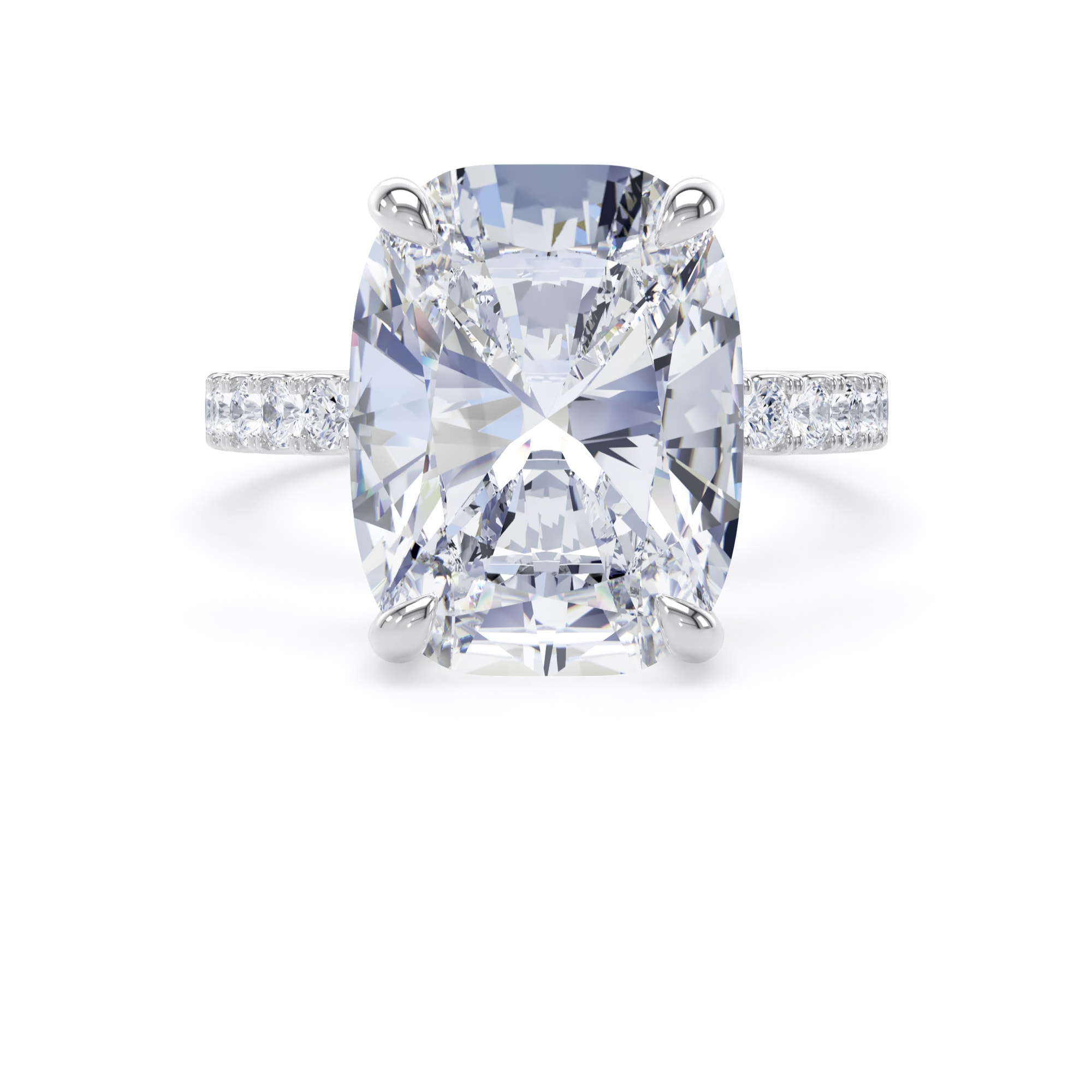 Goldsmiths 18ct White Gold 7.25cttw Elongated Cushion Cut Lab Grown Diamond Set Shoulder Solitaire Engagement Ring - Ring Size Y.5 Goldsmiths 18ct White Gold 7.25cttw Elongated Cushion Cut Lab Grown Diamond Set Shoulder Solitaire Engagement Ring - Ring Size Y.5