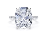 Goldsmiths 18ct White Gold 7.25cttw Elongated Cushion Cut Lab Grown Diamond Set Shoulder Solitaire Engagement Ring - Ring Size F.5
