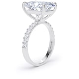 Goldsmiths 18ct White Gold 7.25cttw Elongated Cushion Cut Lab Grown Diamond Set Shoulder Solitaire Engagement Ring - Ring Size F.5