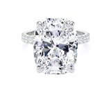 Goldsmiths 18ct White Gold 10.25cttw Elongated Cushion Cut Lab Grown Diamond Set Shoulder Solitaire Engagement Ring - Ring Size X.5
