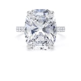 Goldsmiths 18ct White Gold 10.25cttw Elongated Cushion Cut Lab Grown Diamond Set Shoulder Solitaire Engagement Ring - Ring Size X.5