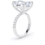 Goldsmiths 18ct White Gold 10.25cttw Elongated Cushion Cut Lab Grown Diamond Set Shoulder Solitaire Engagement Ring - Ring Size X.5