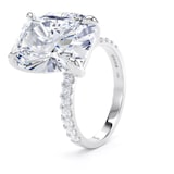 Goldsmiths 18ct White Gold 10.25cttw Elongated Cushion Cut Lab Grown Diamond Set Shoulder Solitaire Engagement Ring - Ring Size X.5