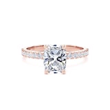 Goldsmiths 18ct Rose Gold 1.70cttw Elongated Cushion Cut Lab Grown Diamond Set Shoulder Solitaire Engagement Ring - Ring Size I.5