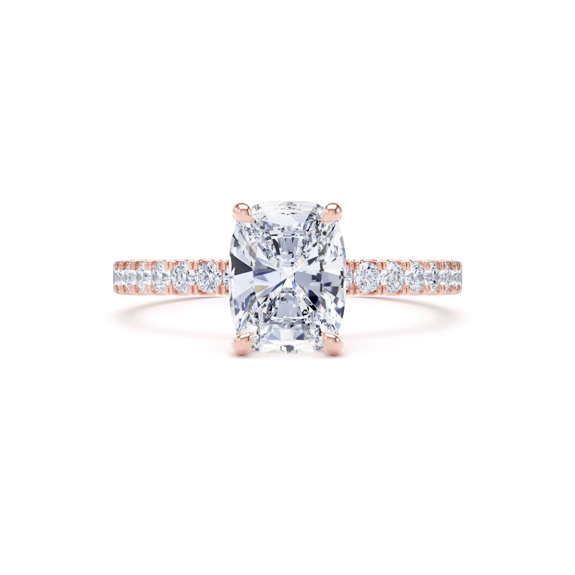 Goldsmiths 18ct Rose Gold 1.70cttw Elongated Cushion Cut Lab Grown Diamond Set Shoulder Solitaire Engagement Ring - Ring Size L Goldsmiths 18ct Rose Gold 1.70cttw Elongated Cushion Cut Lab Grown Diamond Set Shoulder Solitaire Engagement Ring - Ring Size L